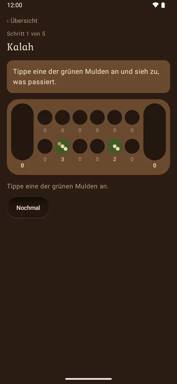 Einführung, Schritt 1 von 5: „Tippe eine der grünen Mulden an und sieh zu, was passiert.“